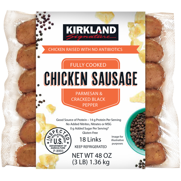 KS Chicken Sausage Links, Parmesan & Cracked Black Pepper